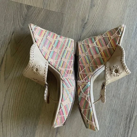 Jack Rogers Women's Colorful Woven Wedge Heel Leather Sandals 8 Resort! - Picture 5 of 9